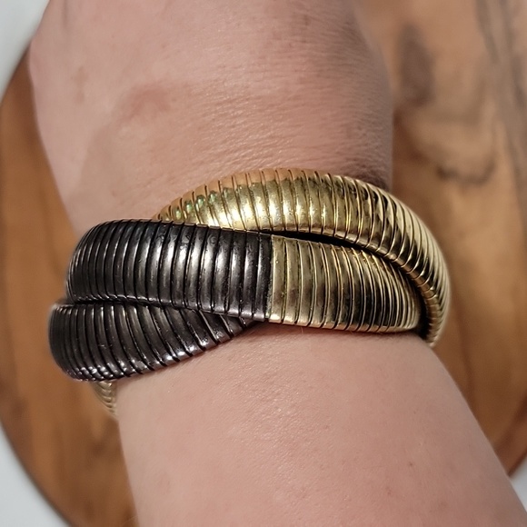 Cobra Tri Color Twisted Bangle Bracelet Gold & Bronze - Picture 4 of 8